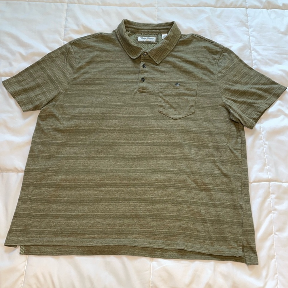 English Laundry olive striped polo. Men's XXL. Cotton/poly. Like new condition.
